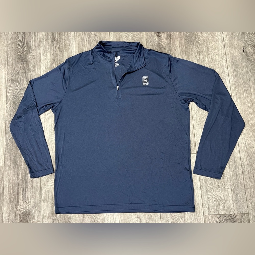 Rolls Royce Long Sleeve Pullover 1/4 Zip 2XL Lightweight Navy Logo Golf Shirt